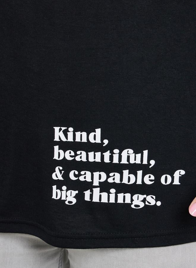 Styli Women Black Slogan Print Long Sleeve T-Shirt - Image 3